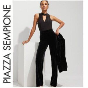 Piazza Sempione Black Velour Pants High Rise Straight Leg size large